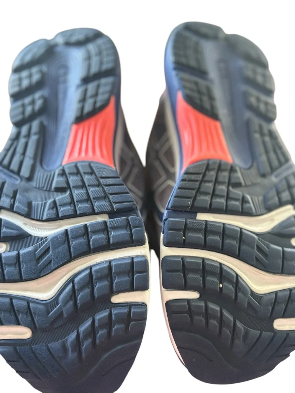 ASICS Woman’s Gray and Navy Running Shoes with Coral Highlights